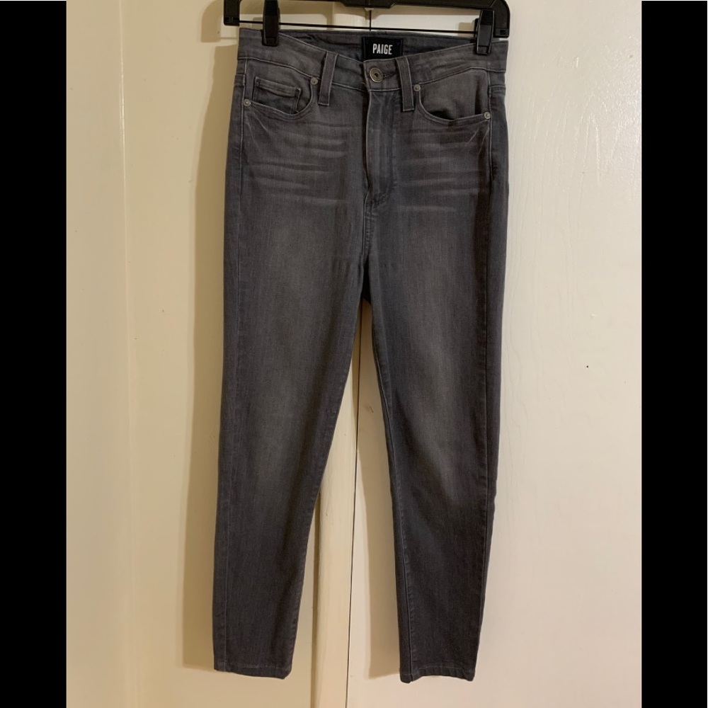 Gray skinny jeans by Paige. Soft and flattering